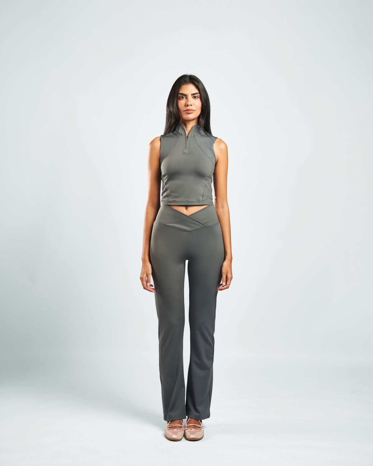 SOFTFORM™ V-Waist Flare Leggings in Space Grey