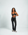 SOFTFORM™ V-Waist Flare Leggings in Charcoal Black