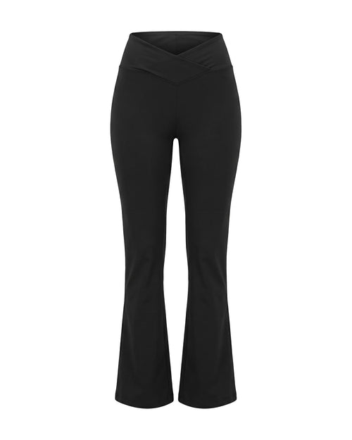 SOFTFORM™ V-Waist Flare Leggings in Charcoal Black